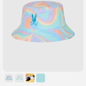 Blue Tie-Dye Bucket Hat with Skull Bunny Logo for kids +!polo